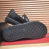 Prada Black Leather Platform Loafers with Weave Pattern