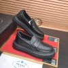 Prada Black Leather Platform Loafers