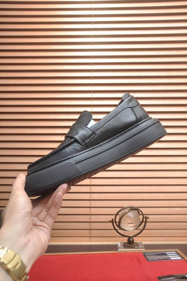 Prada Black Leather Platform Loafers
