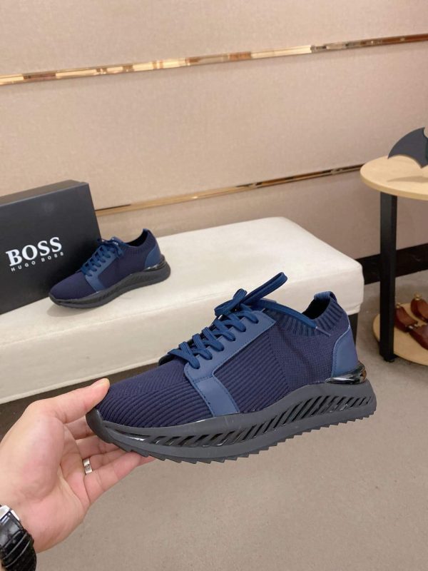 Navybluesneaker_2 BOSS TTNM Evo Trainers with Knitted Upper in Navy Blue