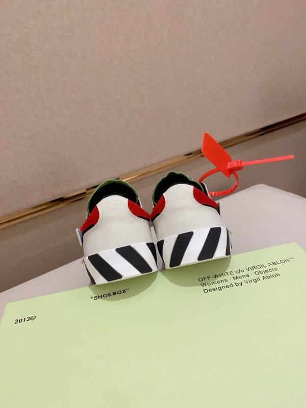 Off-White Floating Arrow Low Vulcan Leather Sneaker in White and Black