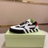 Off-White Floating Arrow Low Vulcan Leather Sneaker in White and Black
