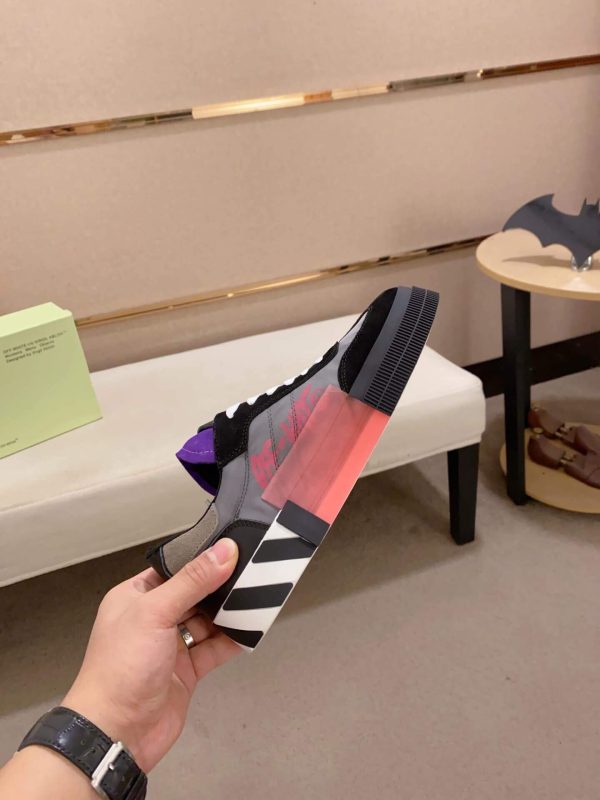 Off-WhiteNewLowVulcanizedsneakerinablackandyellowcolorway._2 Off-White Floating Arrow Low Vulcan Leather Sneaker in Black/Grey/Yellow