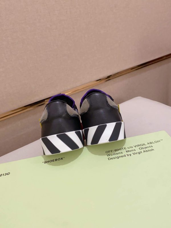 Off-WhiteNewLowVulcanizedsneakerinablackandyellowcolorway._4 Off-White Floating Arrow Low Vulcan Leather Sneaker in Black/Grey/Yellow