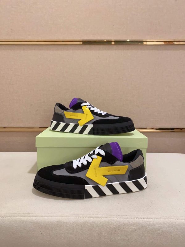 Off-WhiteNewLowVulcanizedsneakerinablackandyellowcolorway._5 Off-White Floating Arrow Low Vulcan Leather Sneaker in Black/Grey/Yellow