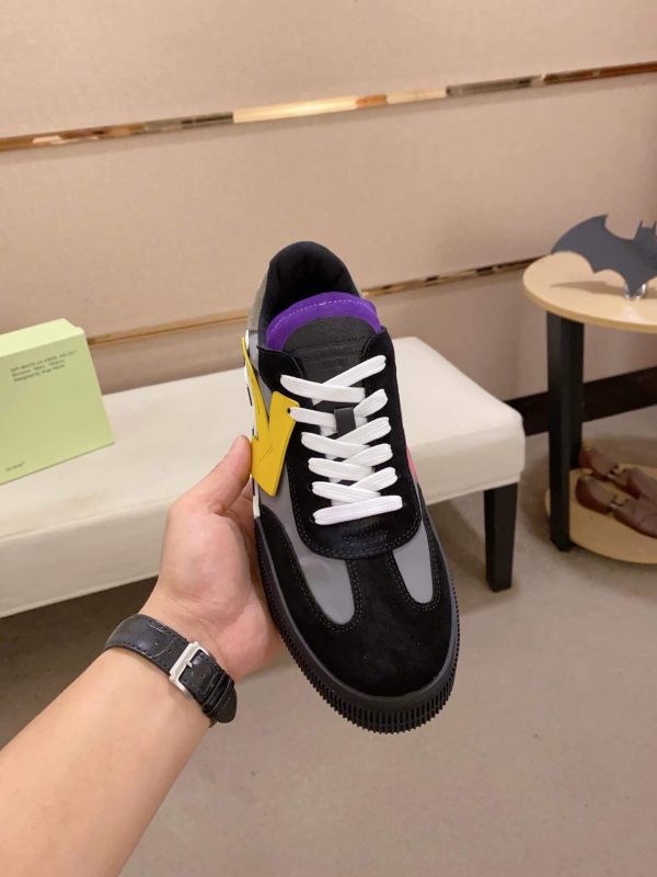 Off-WhiteNewLowVulcanizedsneakerinablackandyellowcolorway._8 Off-White Floating Arrow Low Vulcan Leather Sneaker in Black/Grey/Yellow