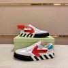 Off-White Floating Arrow Low Vulcan Leather Sneaker in White and Red