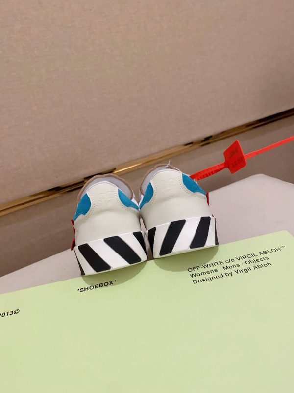 Off-White Floating Arrow Low Vulcan Leather Sneaker in White and Red