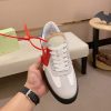 Off-White Floating Arrow Low Vulcan Leather Sneaker in White and Red
