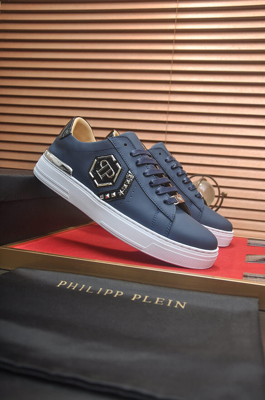 Philipp Plein Lo-Top Leather Arrow Force Sneakers in Navy Blue 6 Philipp Plein Lo-Top Leather Arrow Force Sneakers in Navy Blue - Image 6