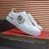 Philipp Plein Lo-Top Leather Arrow Force Sneakers in White