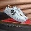 Philipp Plein White Lo-Top Leather Arrow Force Sneakers with Black Detail