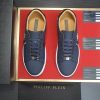 Philipp Plein Lo-Top Leather Arrow Force Sneakers in Navy Blue