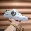 Philipp Plein White Lo-Top Leather Arrow Force Sneakers with Black Detail