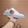 Philipp Plein White Lo-Top Leather Arrow Force Sneakers with Red Details