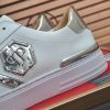Philipp Plein Lo-Top Leather Arrow Force Sneakers in White