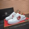 Philipp Plein White Lo-Top Leather Arrow Force Sneakers with Red Details
