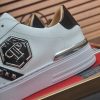 Philipp Plein White Lo-Top Leather Arrow Force Sneakers with Black Detail