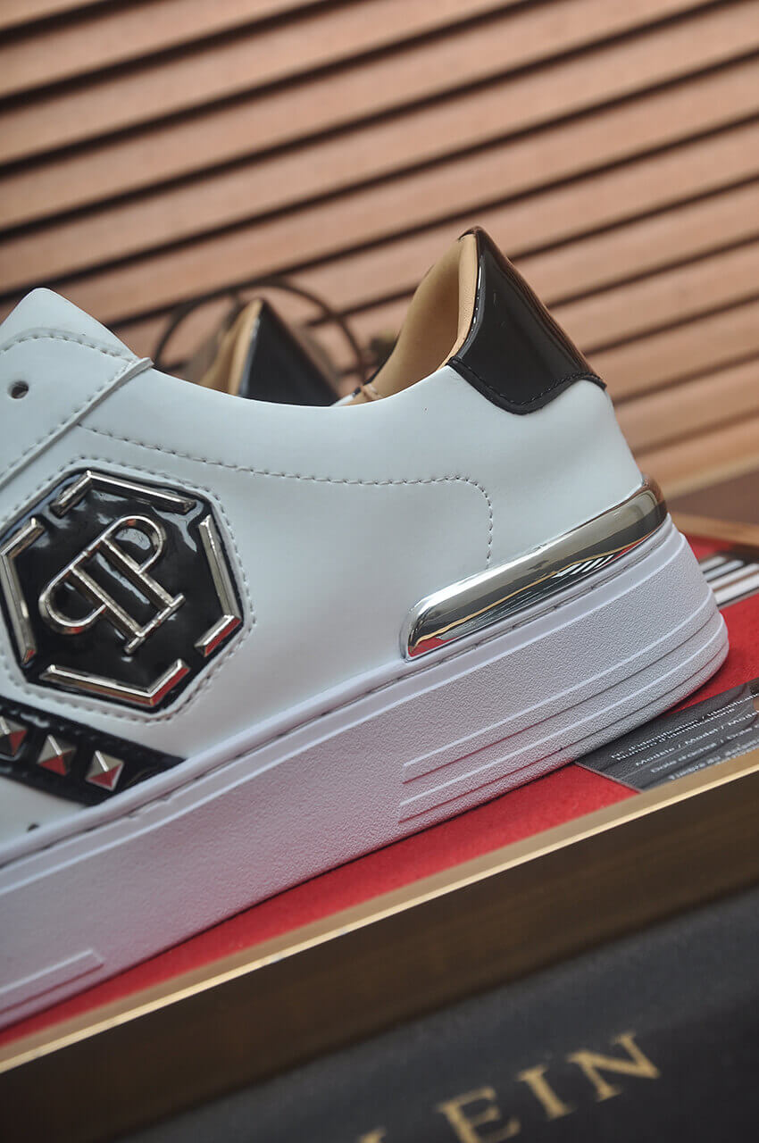 Philipp Plein White Lo-Top Leather Arrow Force Sneakers with Black Detail 8 Philipp Plein White Lo-Top Leather Arrow Force Sneakers with Black Detail - Image 8