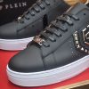 Philipp Plein Lo-Top Leather Arrow Force Sneakers in Black