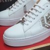 Philipp Plein Lo-Top Leather Arrow Force Sneakers in White