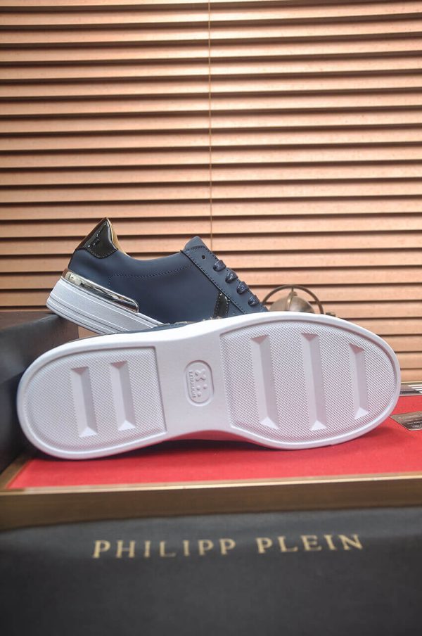 Philipp Plein Lo-Top Leather Arrow Force Sneakers in Navy Blue