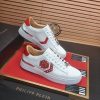 Philipp Plein White Lo-Top Leather Arrow Force Sneakers with Red Details