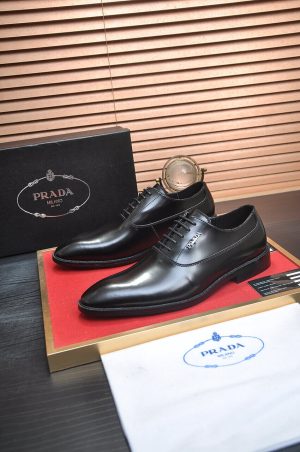 Prada Black Leather Oxford Shoes