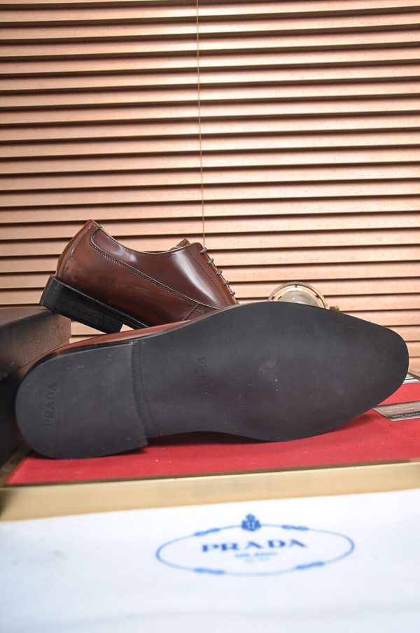 Prada Brown Patent Leather Oxford Shoes