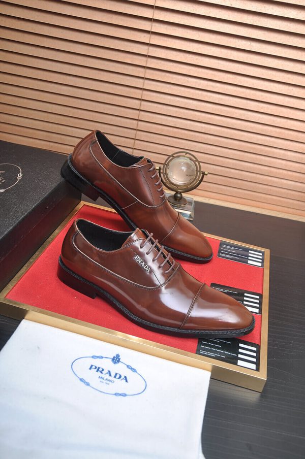Prada Brown Patent Leather Oxford Shoes