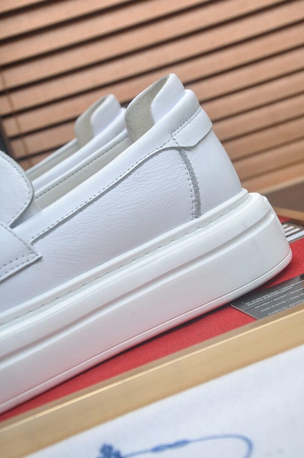 Prada Ivory Leather Platform Loafers with Enamel Triangle Logo