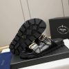 Prada Black Croco Buckle Dual-Band Sandals