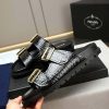 Prada Black Croco Buckle Dual-Band Sandals