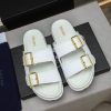 Prada White Leather Buckle Dual-Band Sandals