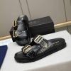 Prada Black Croco Buckle Dual-Band Sandals