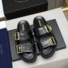 Prada Black Croco Buckle Dual-Band Sandals