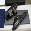 Prada Black Leather Buckle Dual-Band Sandals