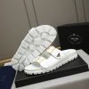 Prada White Leather Buckle Dual-Band Sandals