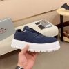 Prada Navy Blue Leather and Re-Nylon Sneakers