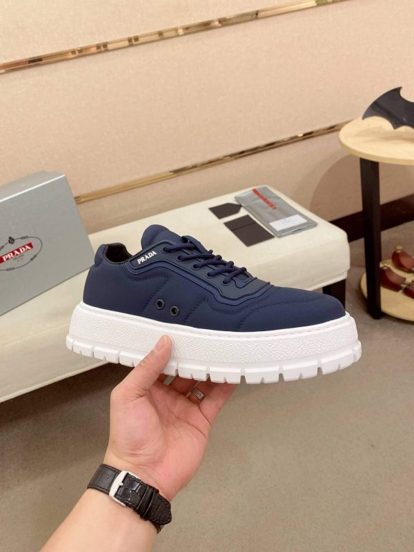 Prada Navy Blue Leather and Re-Nylon Sneakers