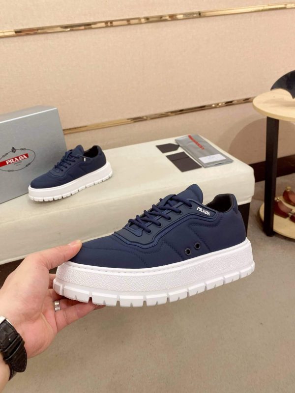Prada Navy Blue Leather and Re-Nylon Sneakers