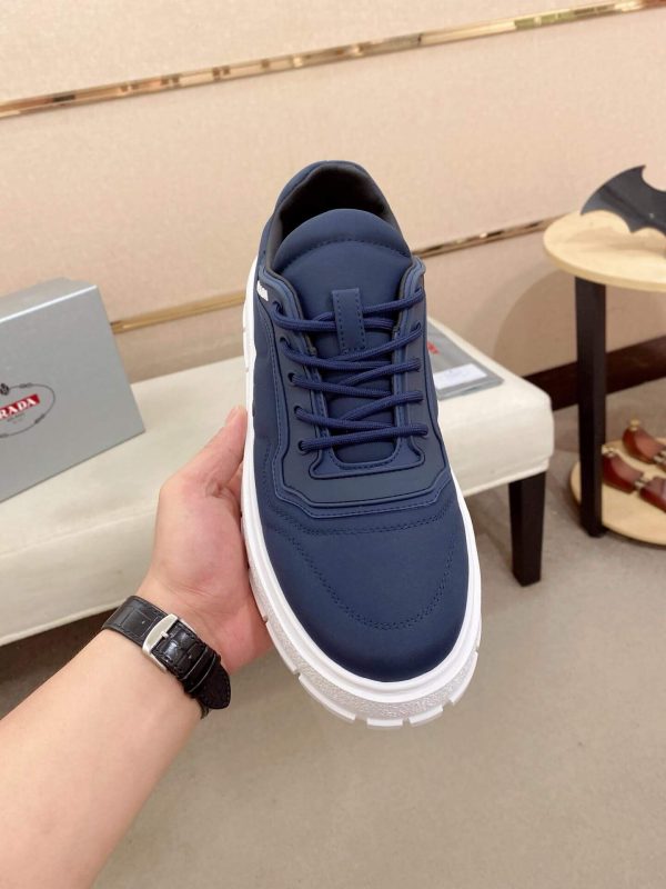 Prada Navy Blue Leather and Re-Nylon Sneakers