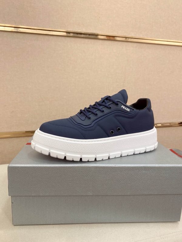 Prada Navy Blue Leather and Re-Nylon Sneakers