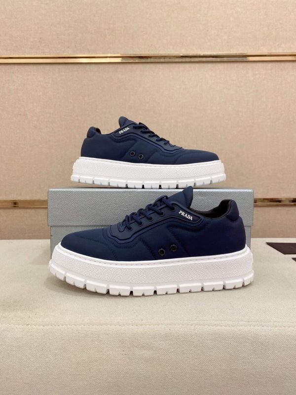 Prada Navy Blue Leather and Re-Nylon Sneakers