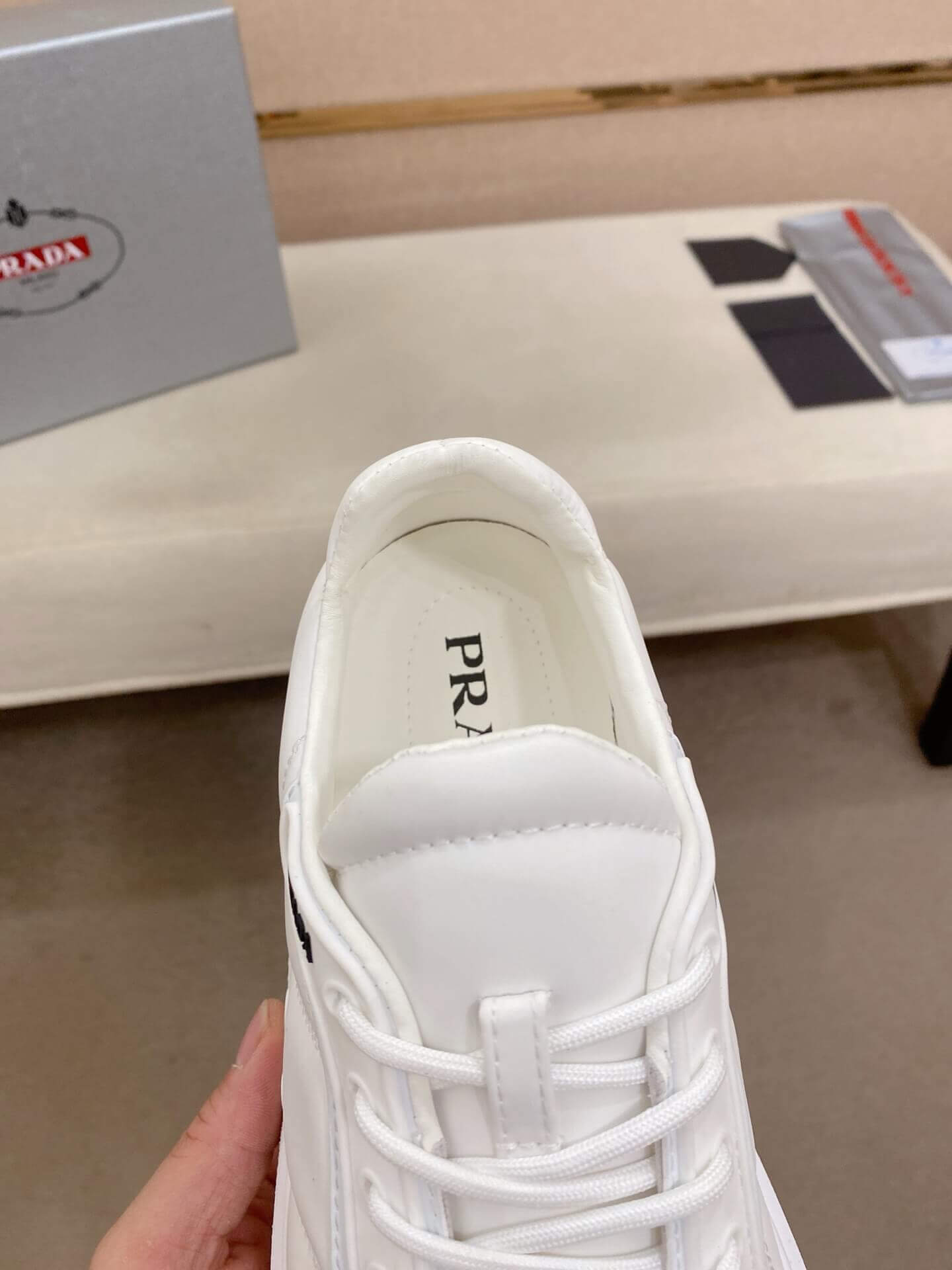 Prada White Leather Sneakers 3 Prada White Leather Sneakers - Image 3