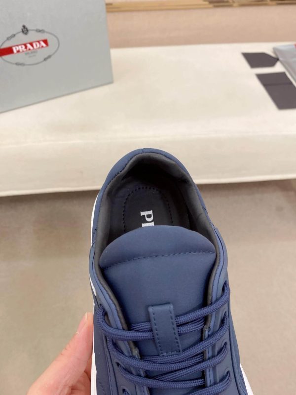 Prada Navy Blue Leather and Re-Nylon Sneakers