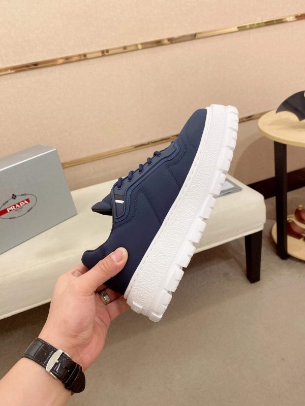 Prada Navy Blue Leather and Re-Nylon Sneakers