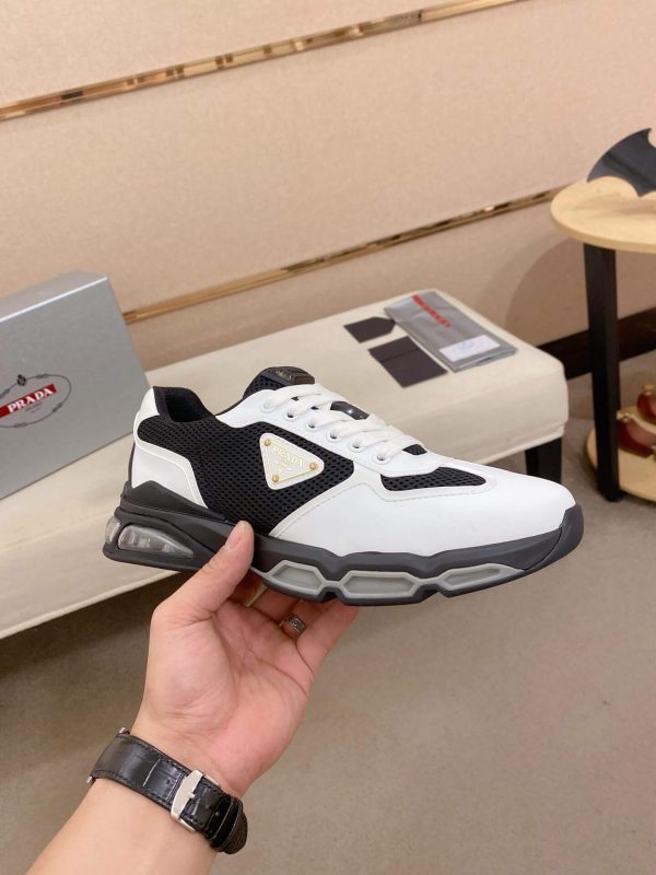 Prada Black and White Men's Re-Nylon and Leather Sneakers