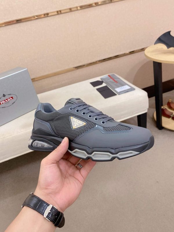 Prada Grey Men's Re-Nylon and Leather Sneakers