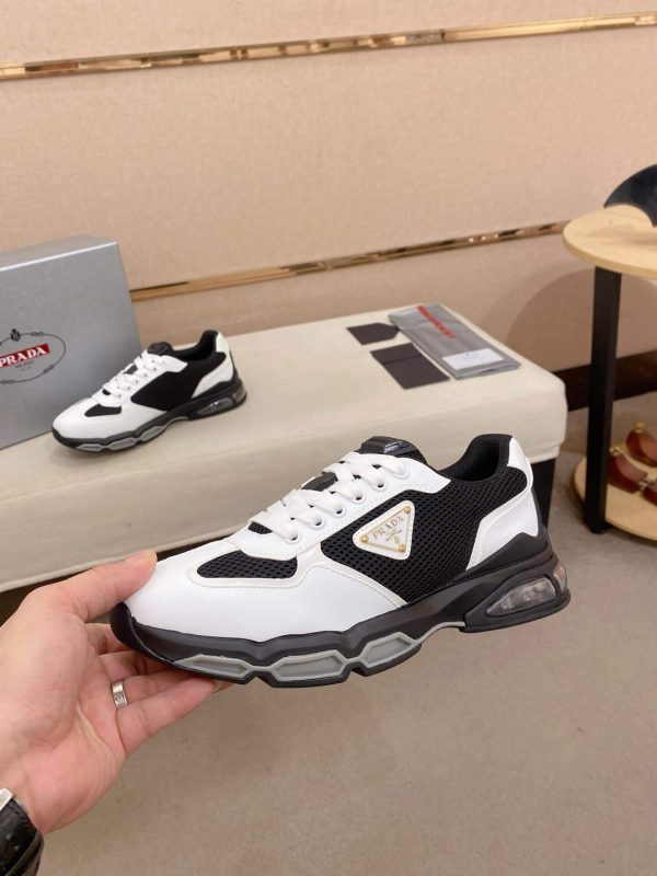 Prada Black and White Men's Re-Nylon and Leather Sneakers